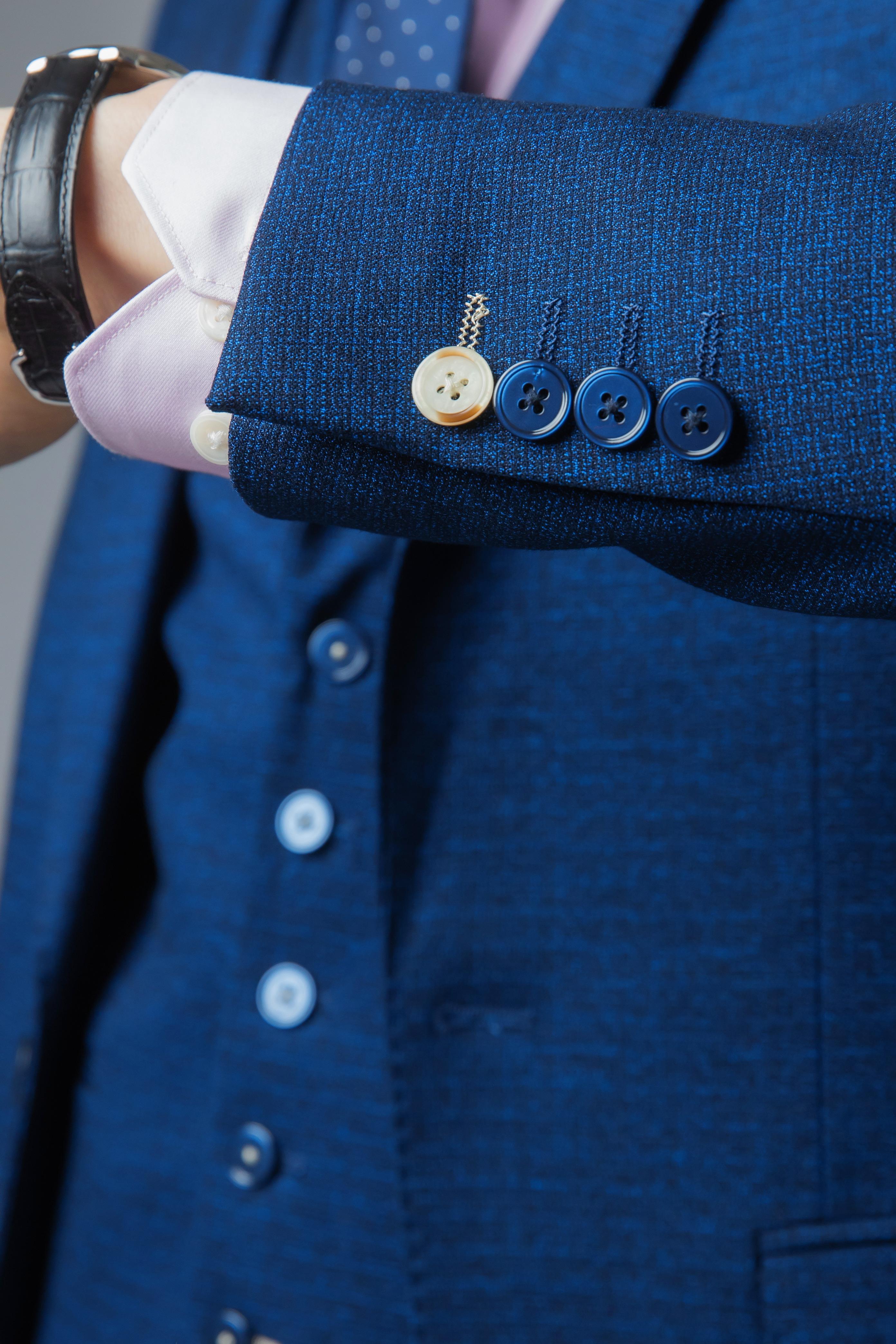 Men's Slim Fit Blue Suit Jacket - MATEO - Indigo Blue
