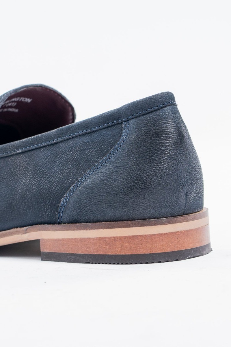 Men's Leather Slip-On Horsebit Loafer - ARLINGTON  - Navy Blue
