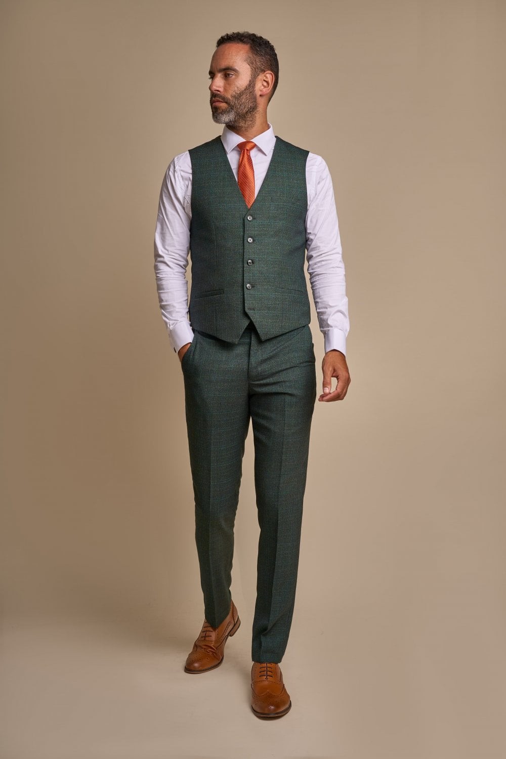 Men's Tweed Houndstooth Check Slim Fit Suit - CARIDI