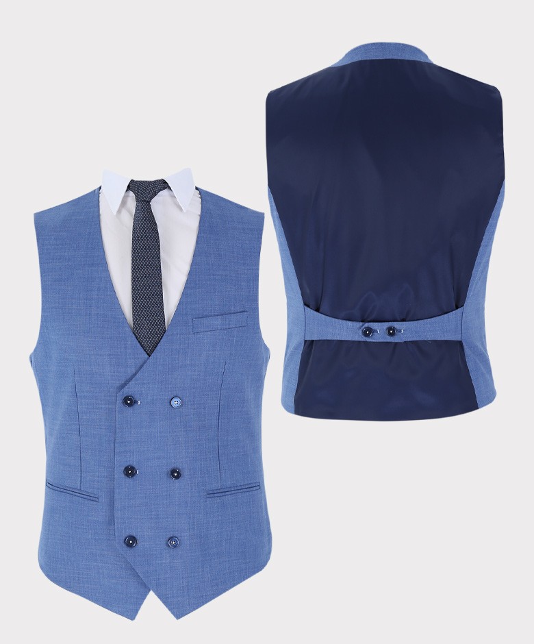 Men's Light Blue Tailored Fit Suit - JAYDEN - Blue