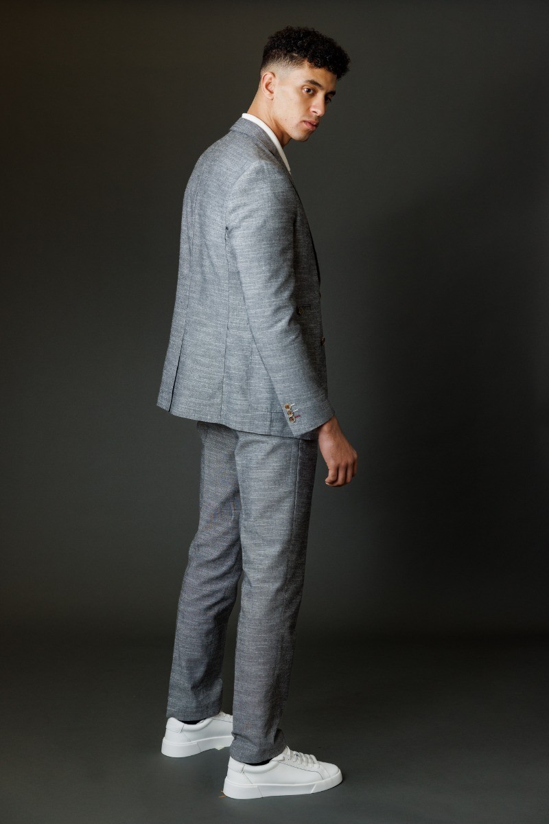 Men’s Rowan Grey 2 Pieces Suit Textured Wedding Cotton Set