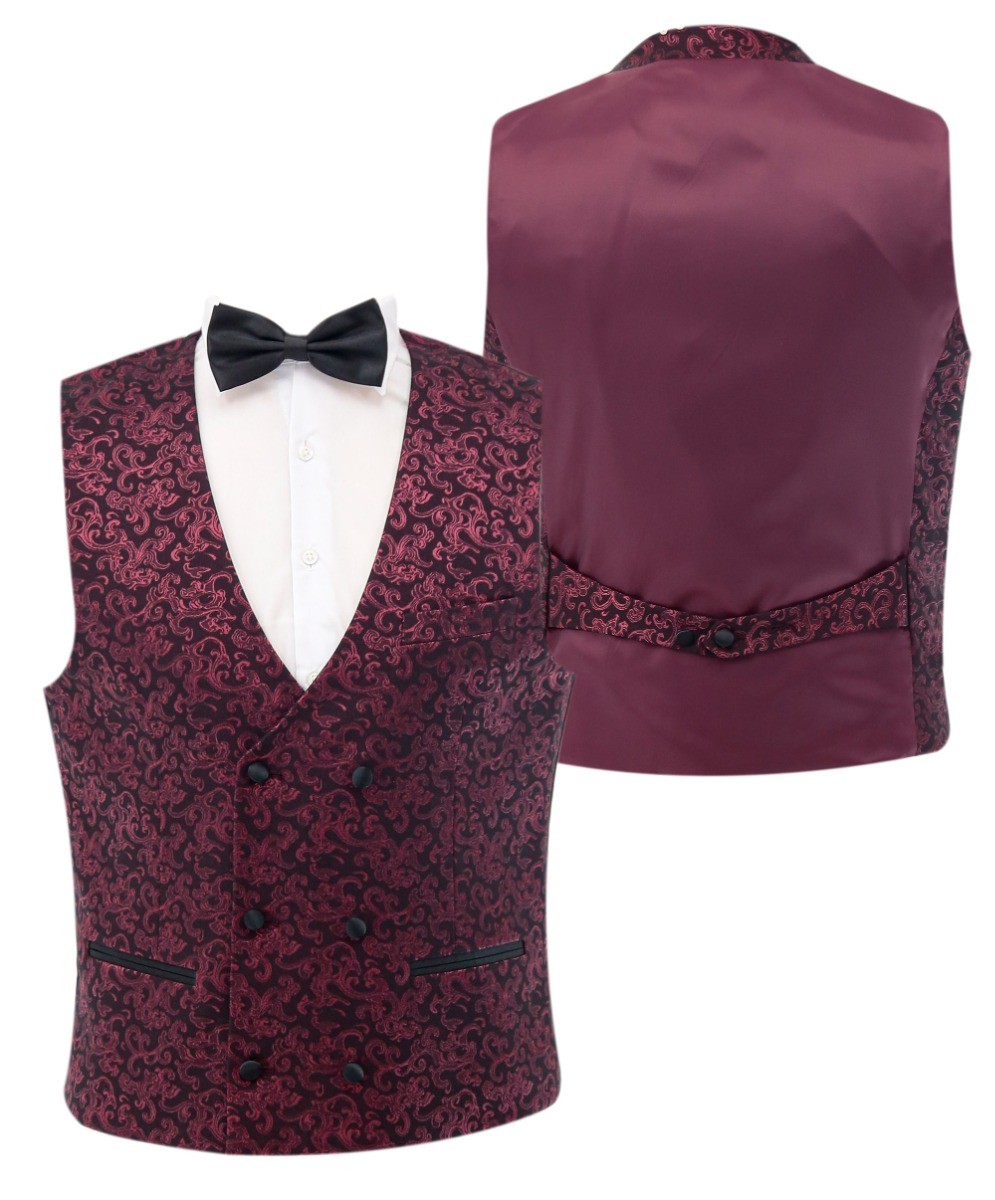 Men's Patterned Shimmer Burgundy Tuxedo Suit - AARON