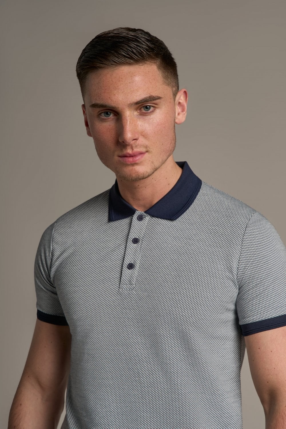 Men's Cotton Houndstooth Polo Shirt - SABER