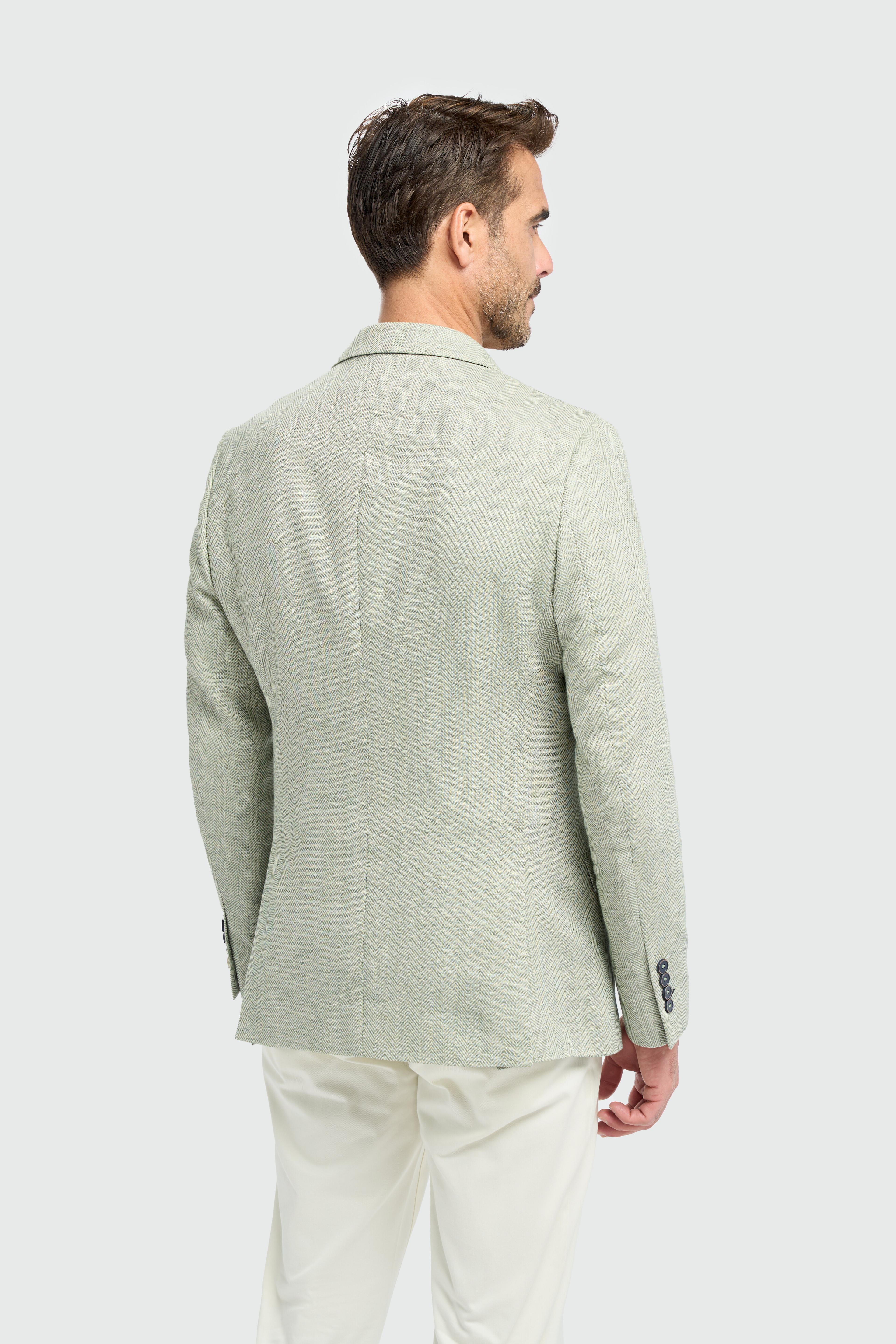 Men’s Sage Green Cotton Blend Blazer - Bodina