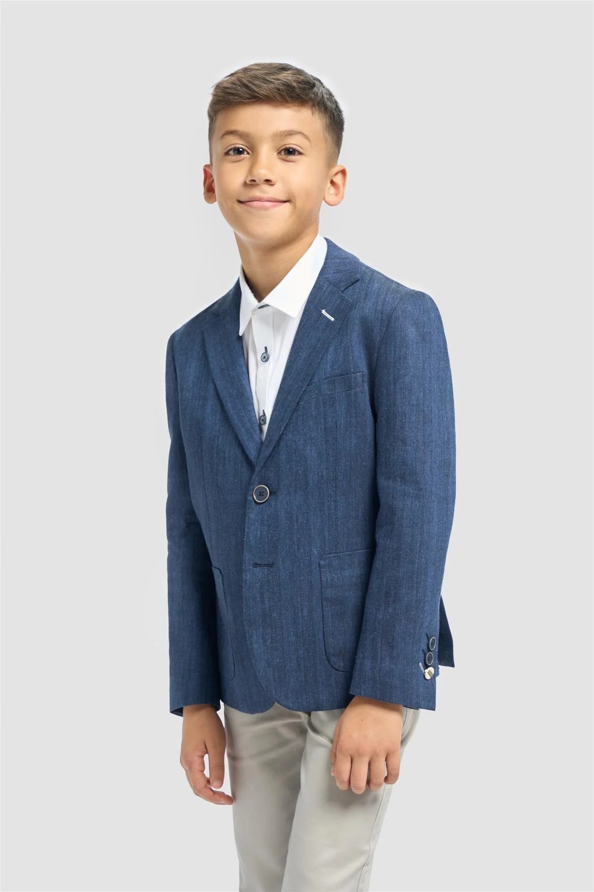 Boys’ Patch Pocket Linen Blend Blazer - Luigi  - Sky Blue