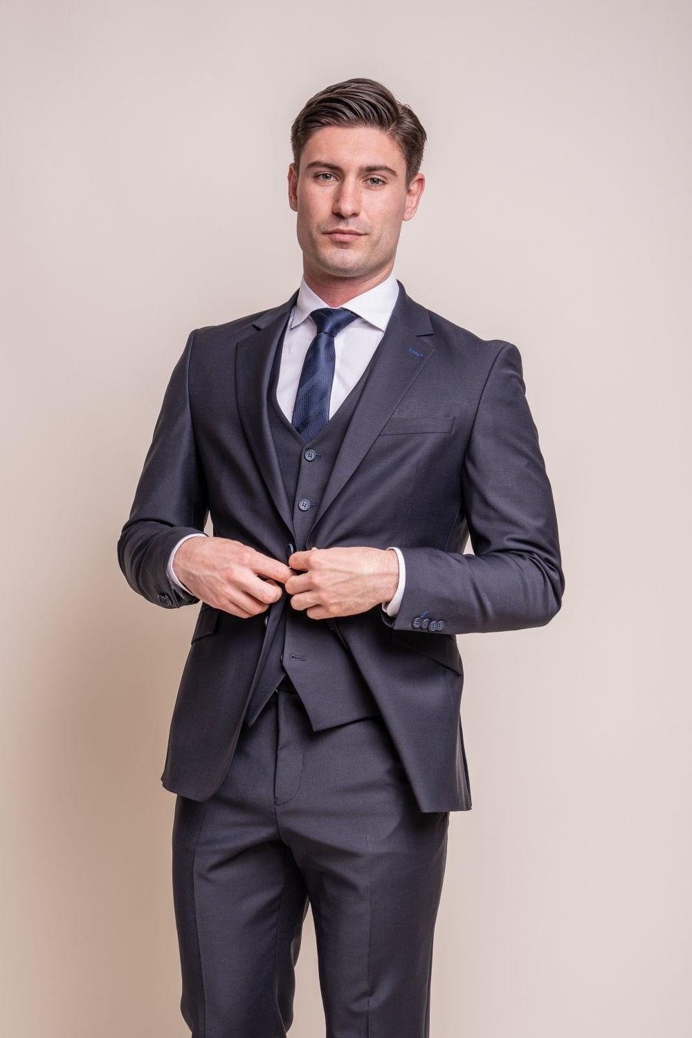 Men's Wool Blend Slim Fit Suit - BOND 
