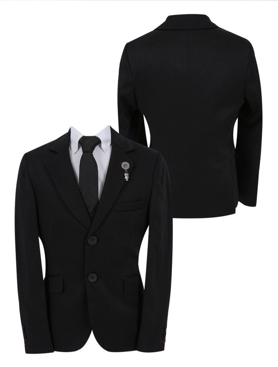 Boys Slim Fit Formal Suit - Black