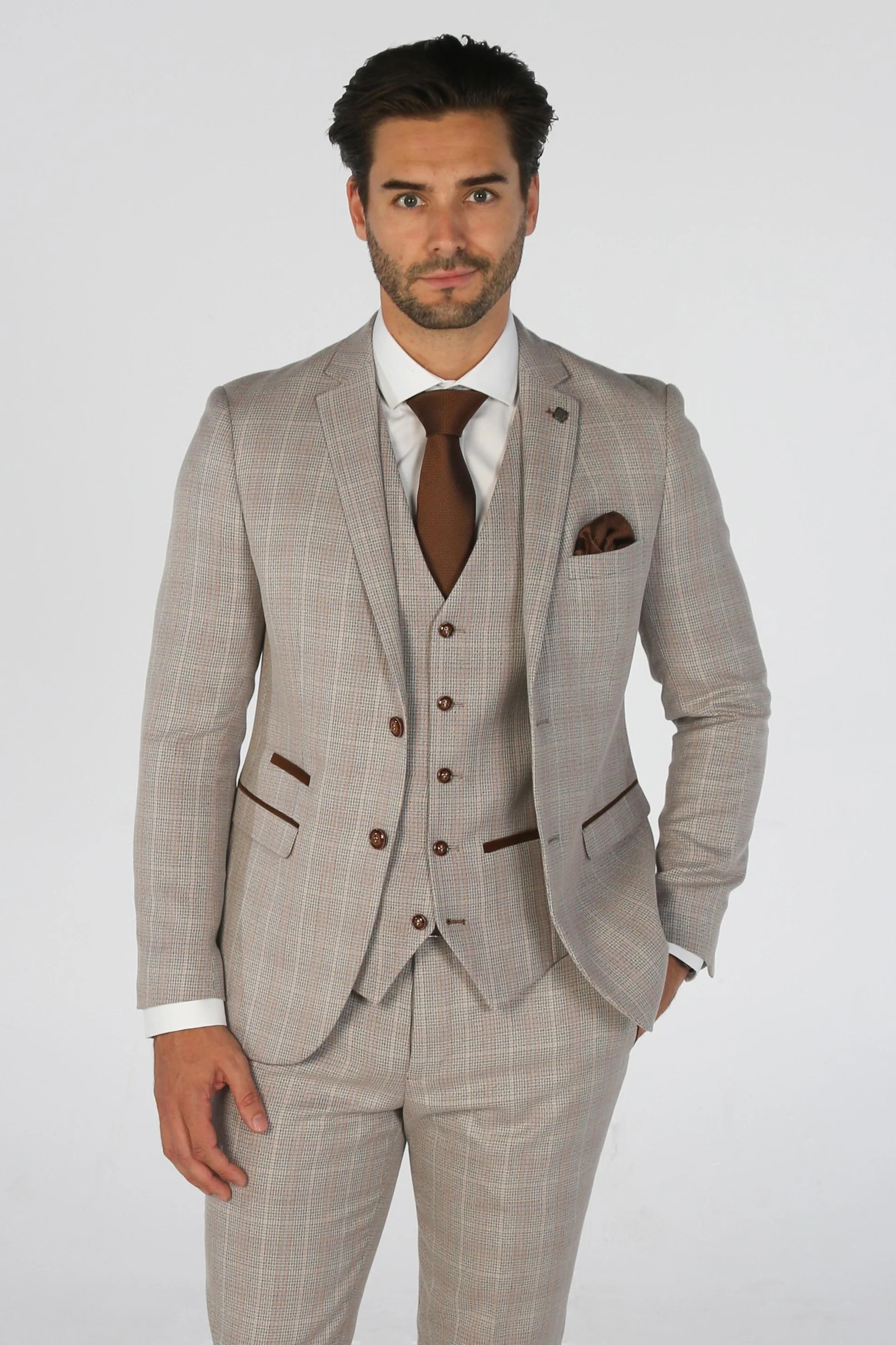 Men’s Tailored Fit Check Suit – LEO