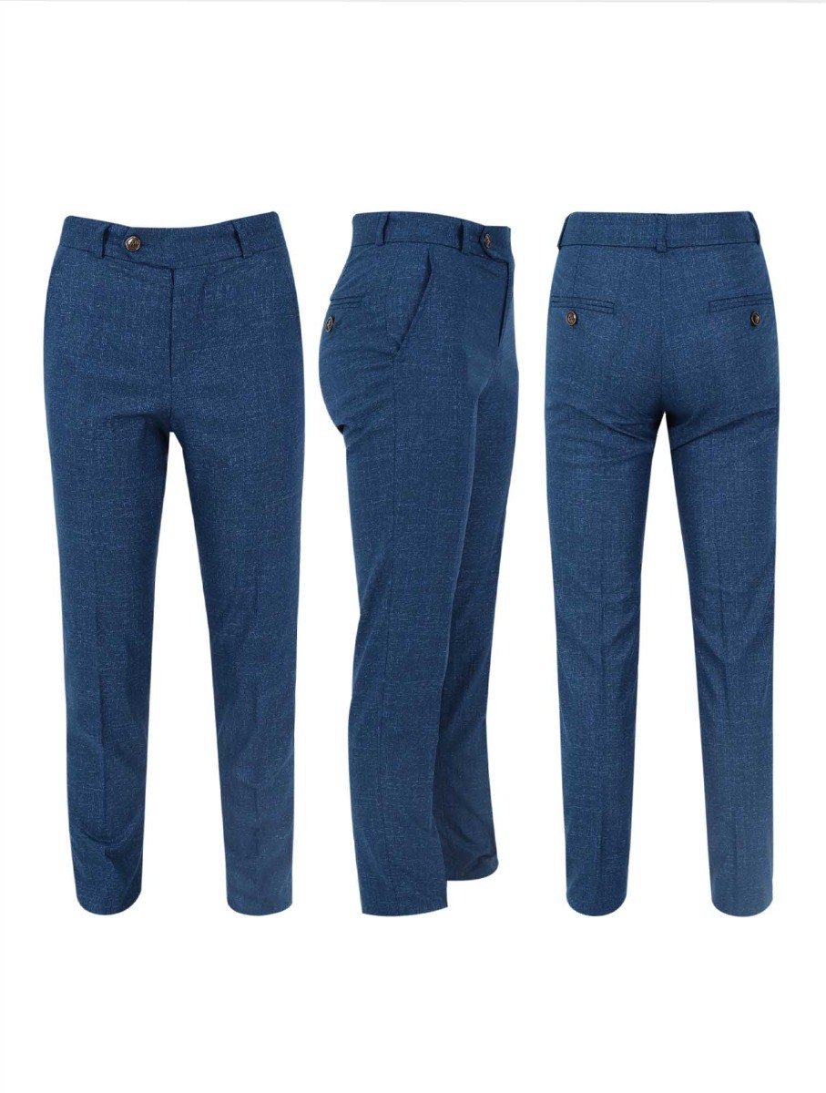 Boys Windowpane Check Slim Fit Suit Set - Petrol Blue
