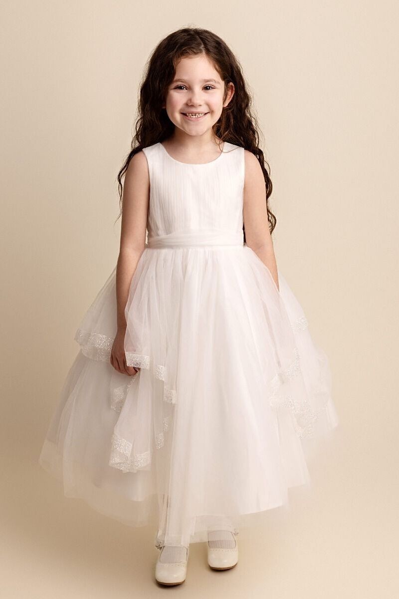 Babies and Girls Pleated Ivory Lace Dress - SABRINA