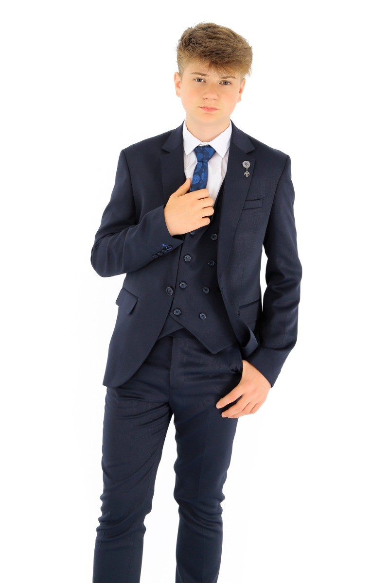 Boys Slim Fit Formal Suit - Navy Blue