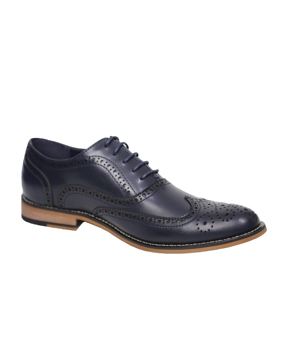 Men's Lace Up Leather Brogue Shoes - OXFORD