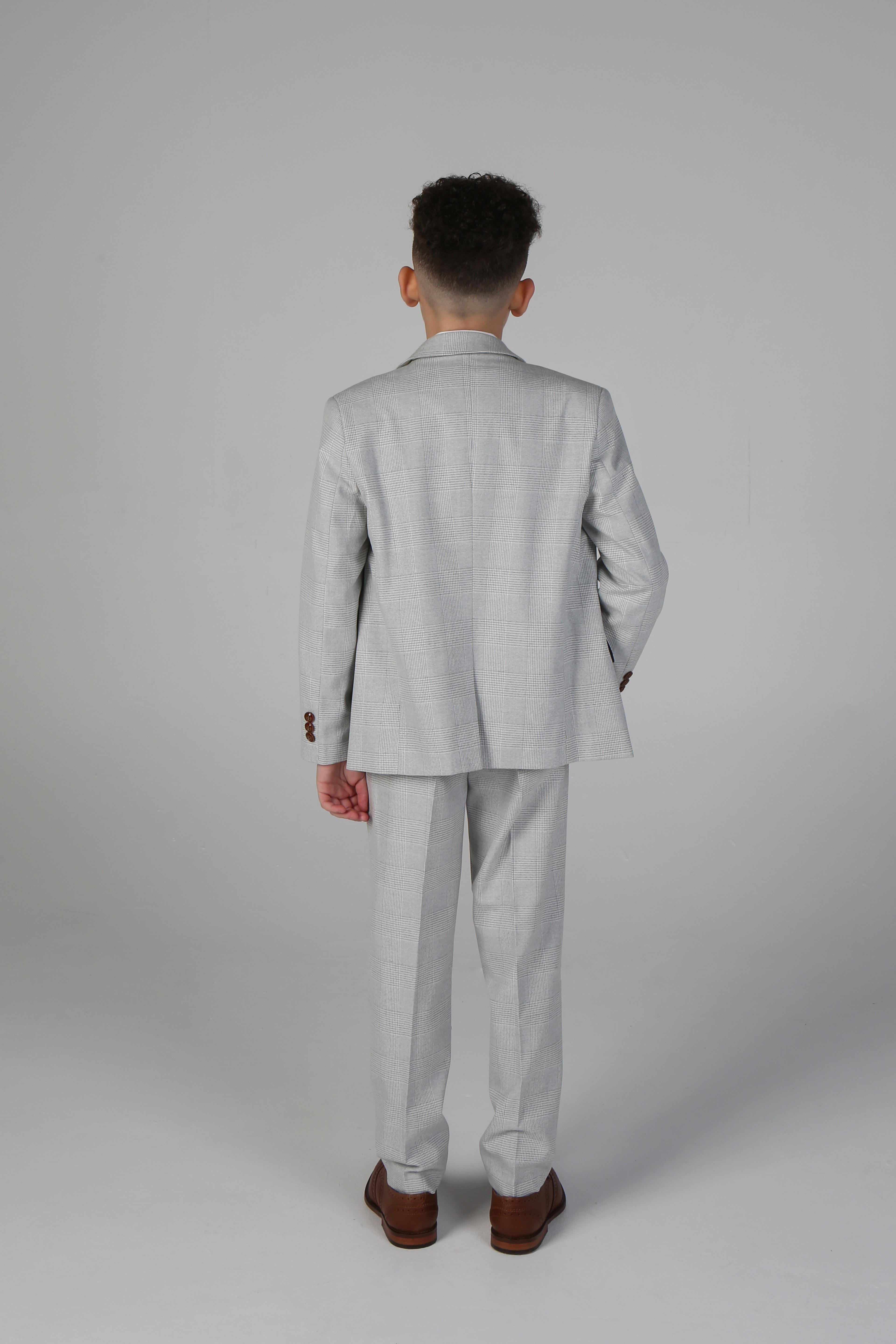 Boys Tailored Fit Tweed Check Suit - MARK Stone