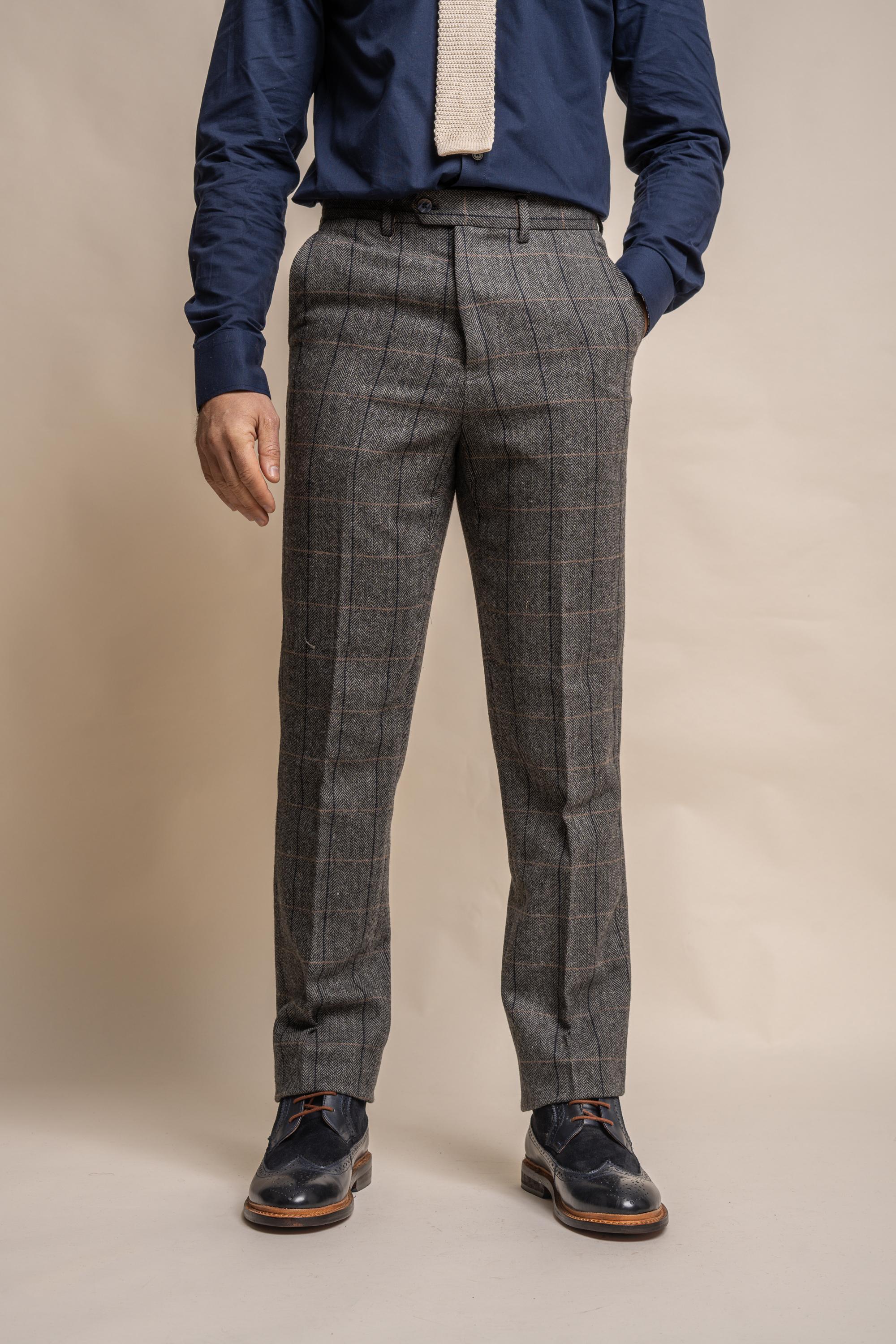 Men's Wool Blend Herringbone Check Suit - Albert