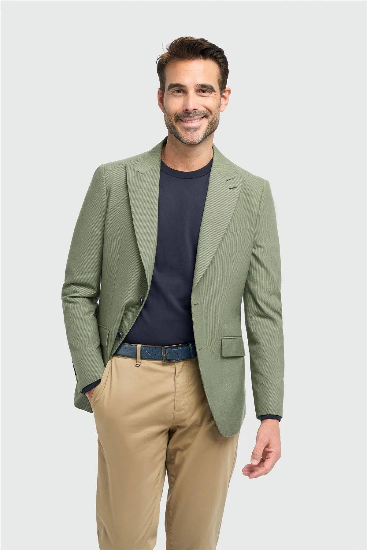 Men’s Olive Green Textured Blazer - Cristo