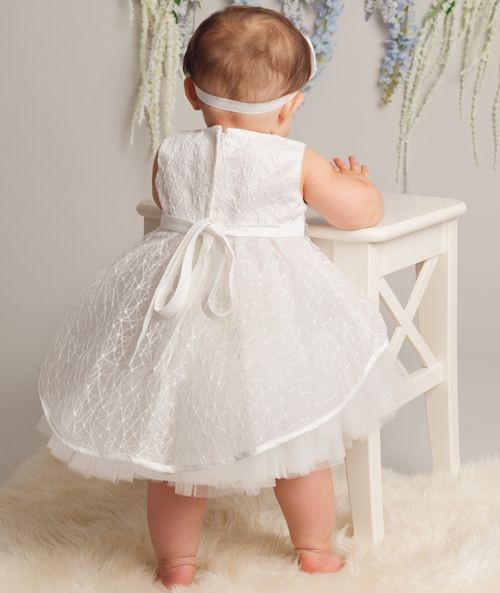 Baby Girls High-Low Sheer Overlay Lace Dress - ANNIE