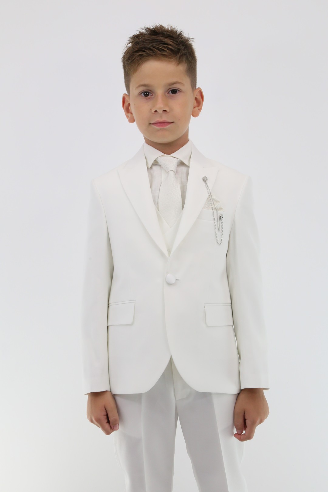 7 Piece Communion Boys Suit in Navy Ivory SIRRI