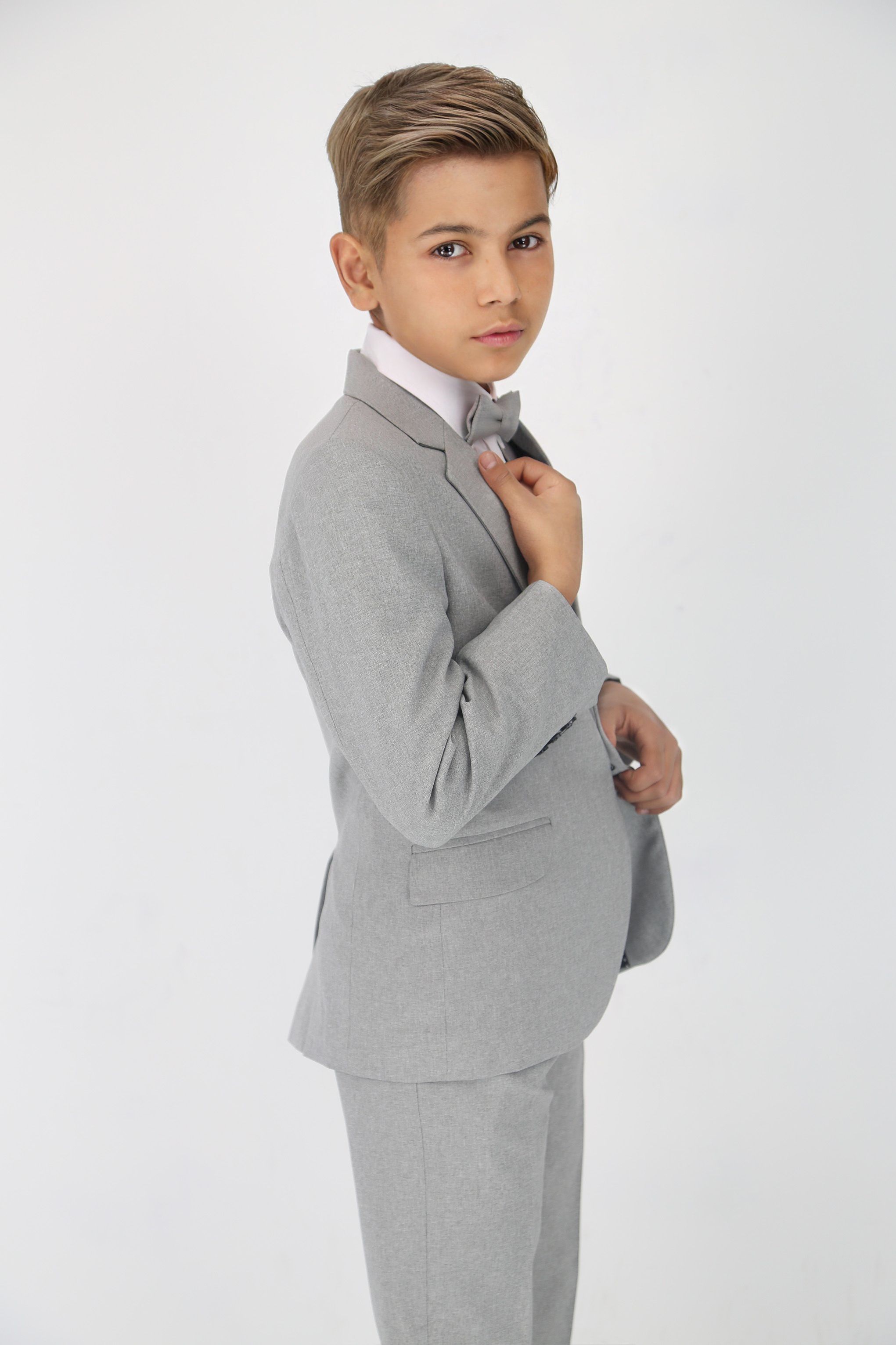 Boys Slim Fit Textured 6-Piece Formal Suit Set