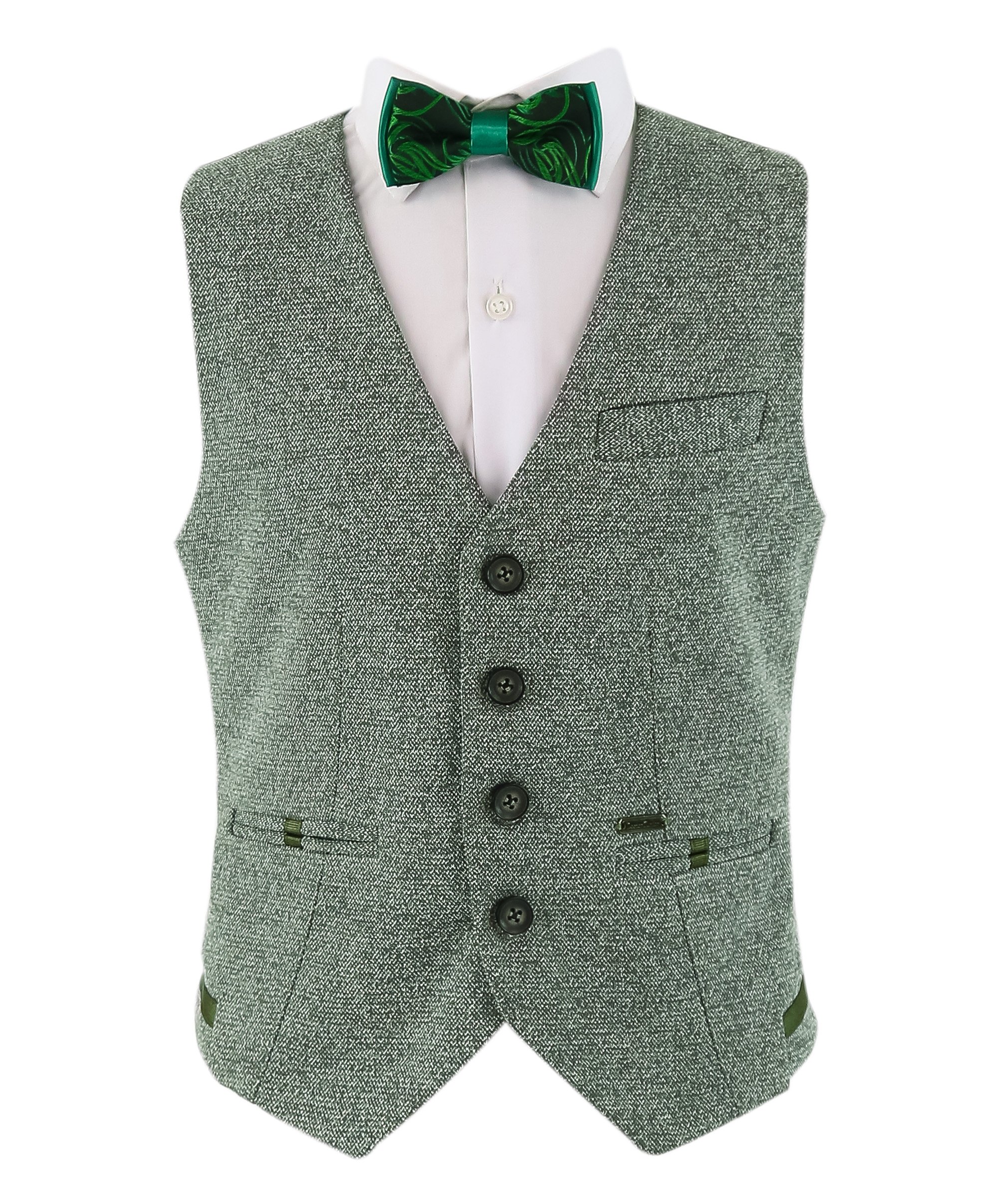 Boys Cotton Slim Fit Blazer and Waistcoat Set - Frank - Green
