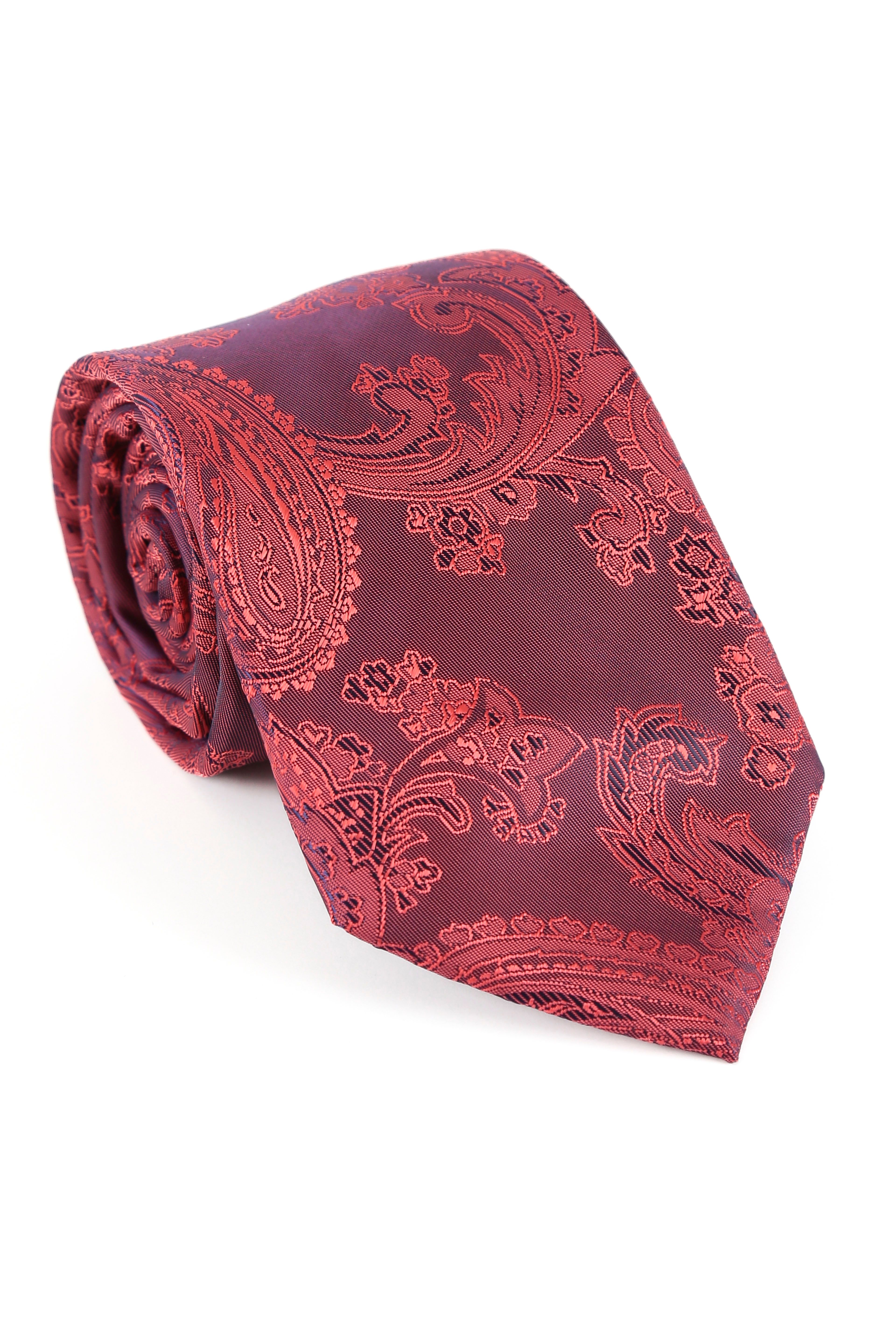 Men's Paisley Tie Cufflink Set - Burgundy
