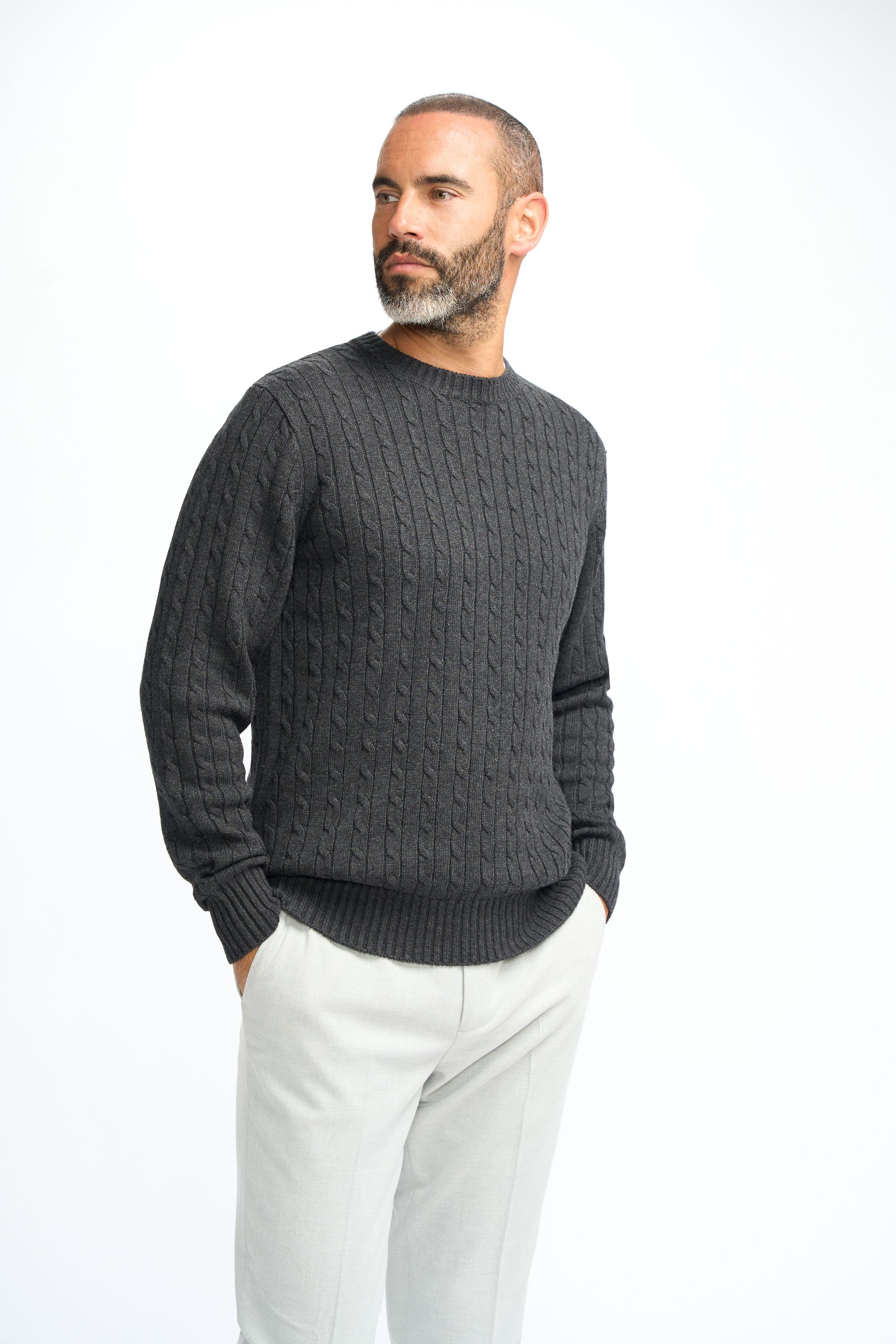 Men’s Wool Cable Knit Pullover Jumper - Foston