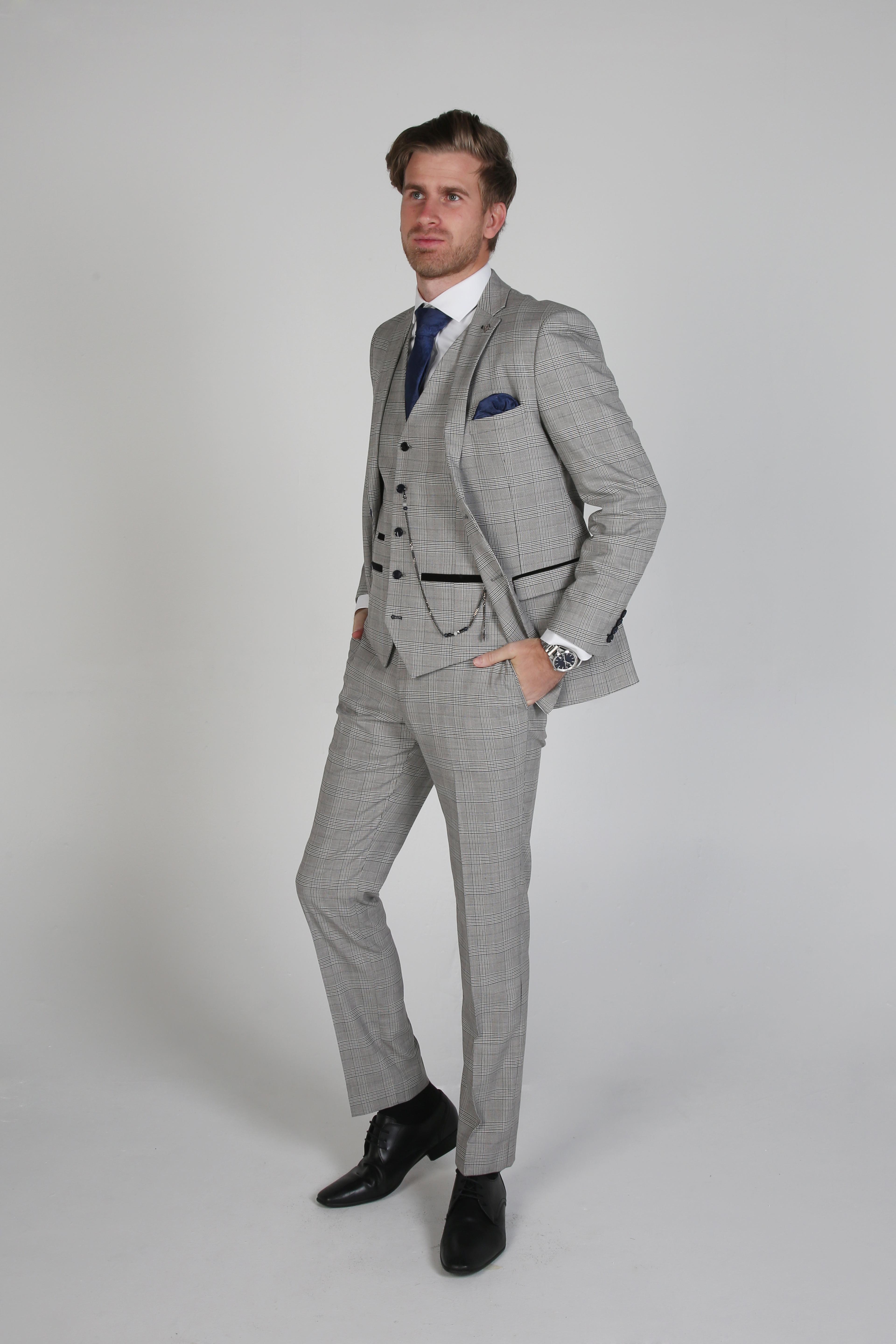 Men's Windowpane Tweed Check Formal Suit - HUGO