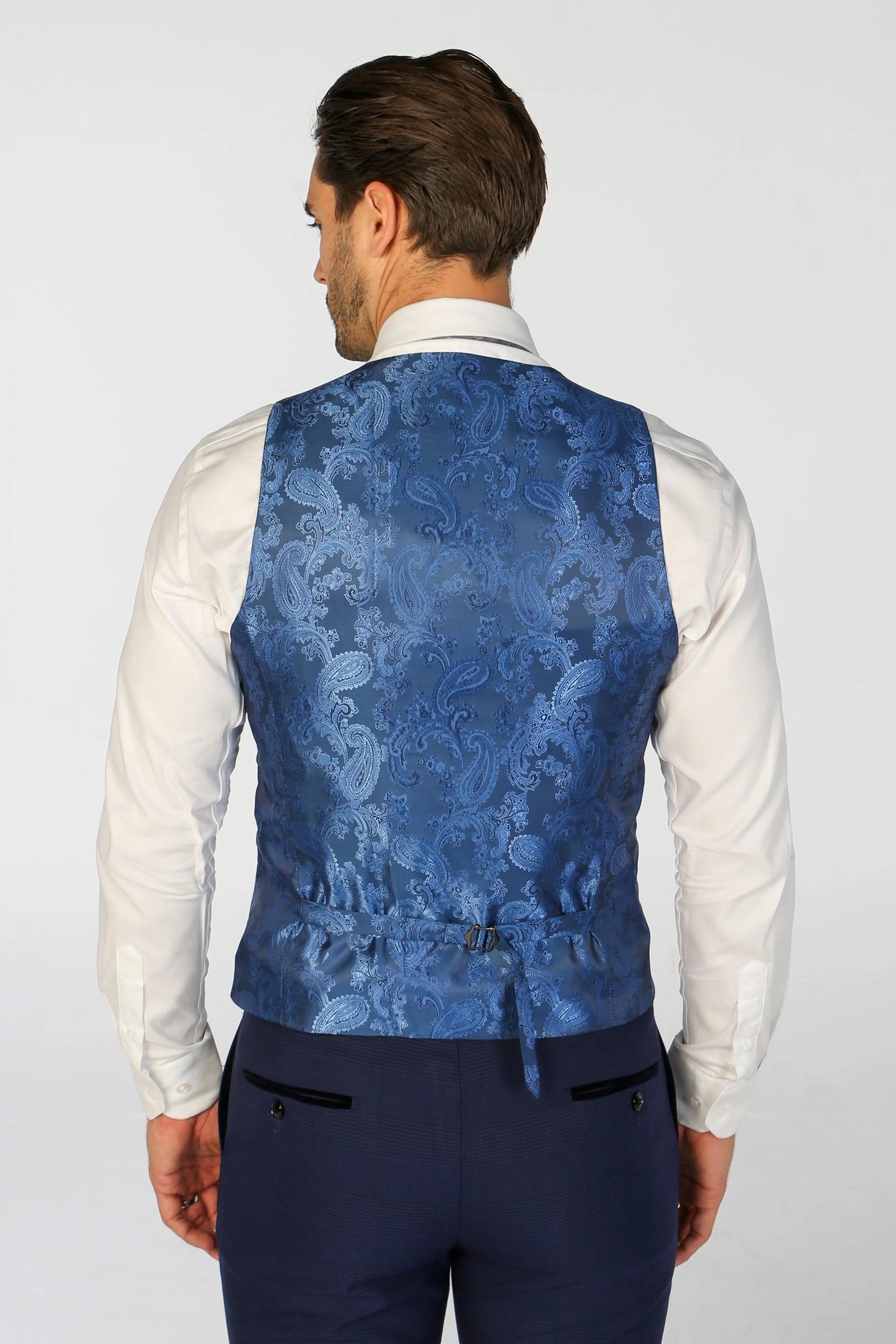 Men’s Navy Blue Check Waistcoat - MARK