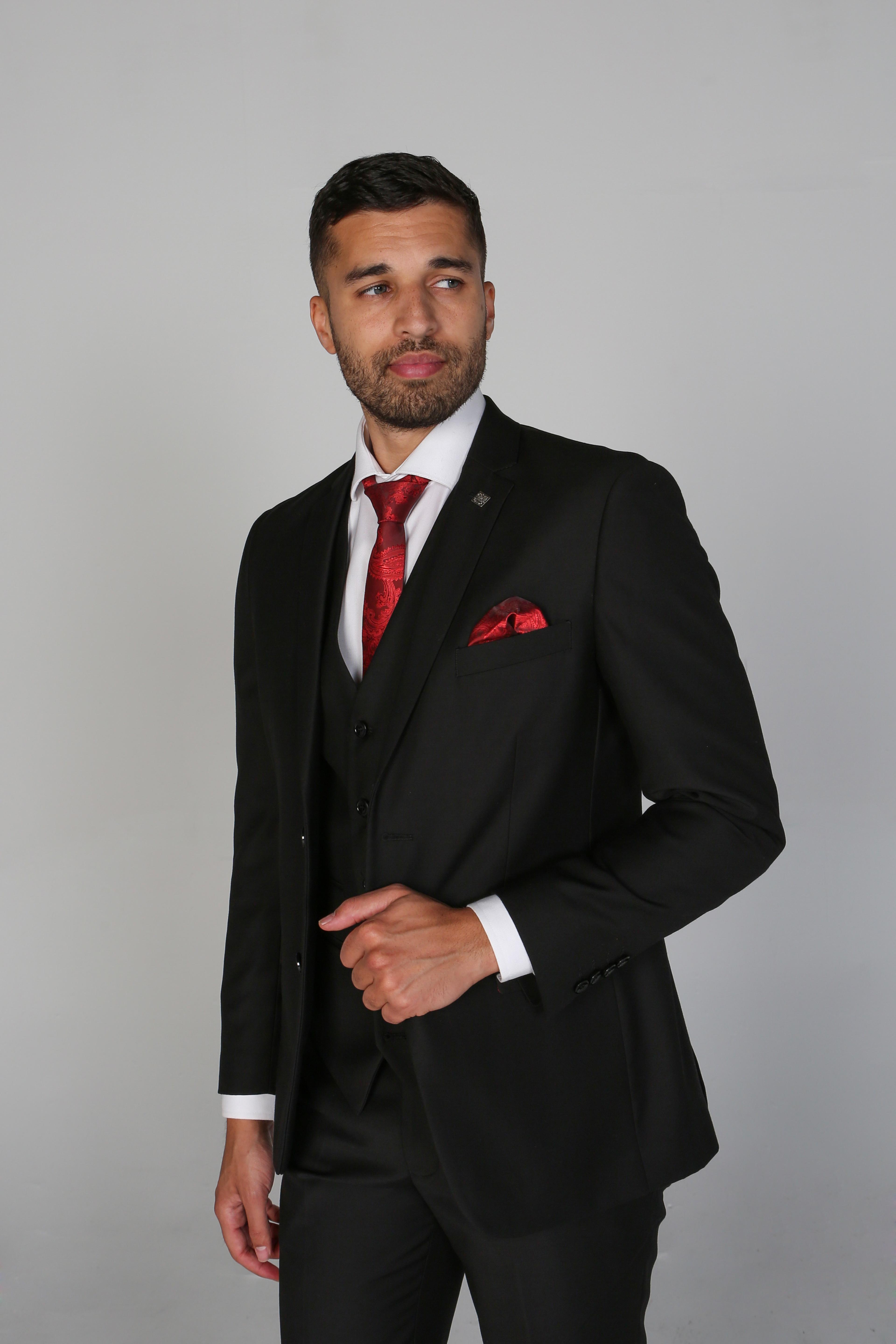 Men's Tailored Fit Black Suit - PARKER
