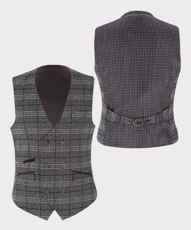 Men's Tailored Fit Tweed Check Waistcoat - Sebastian