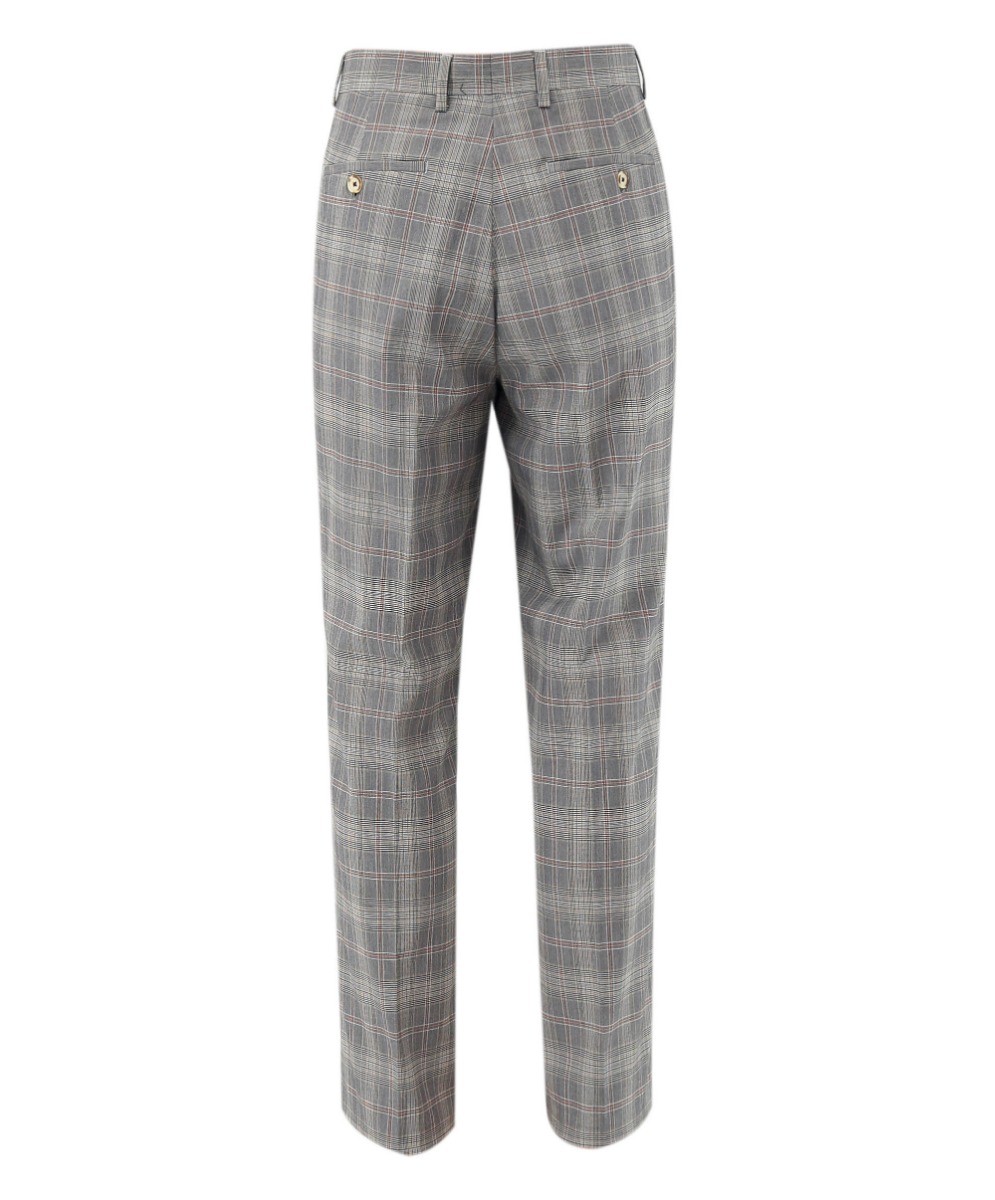 Men's Retro Check Slim Fit Grey Trousers - JULIAN