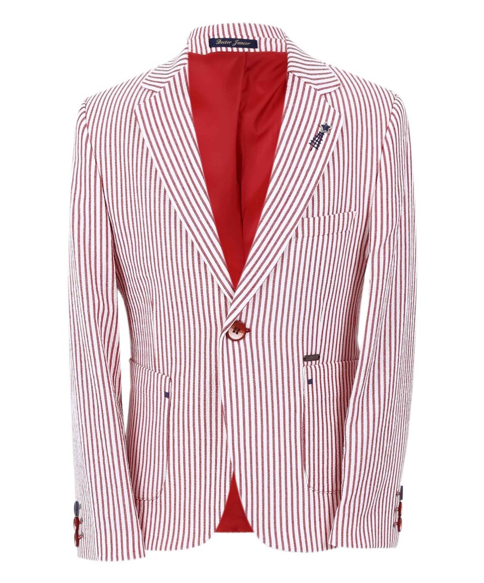 Boys Slim Fit Pinstripe Boating Blazer