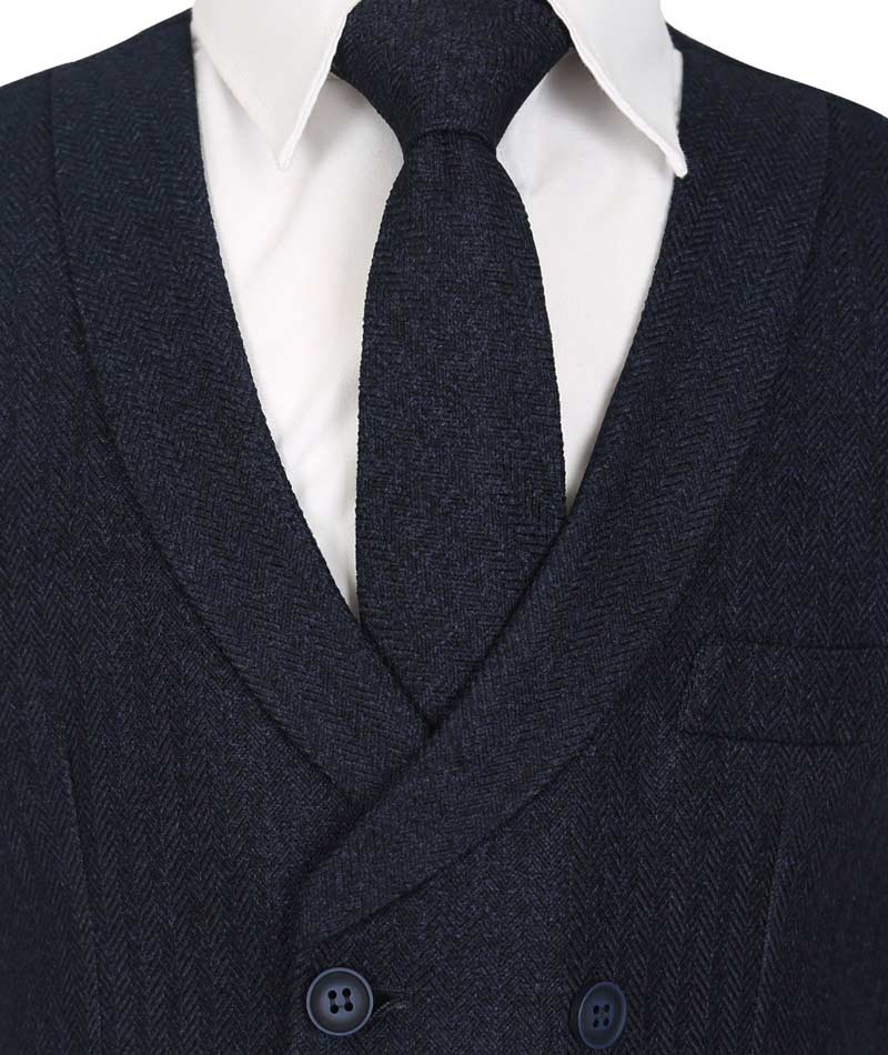 Men's and Boys Herringbone Double-breasted Waistcoat Set