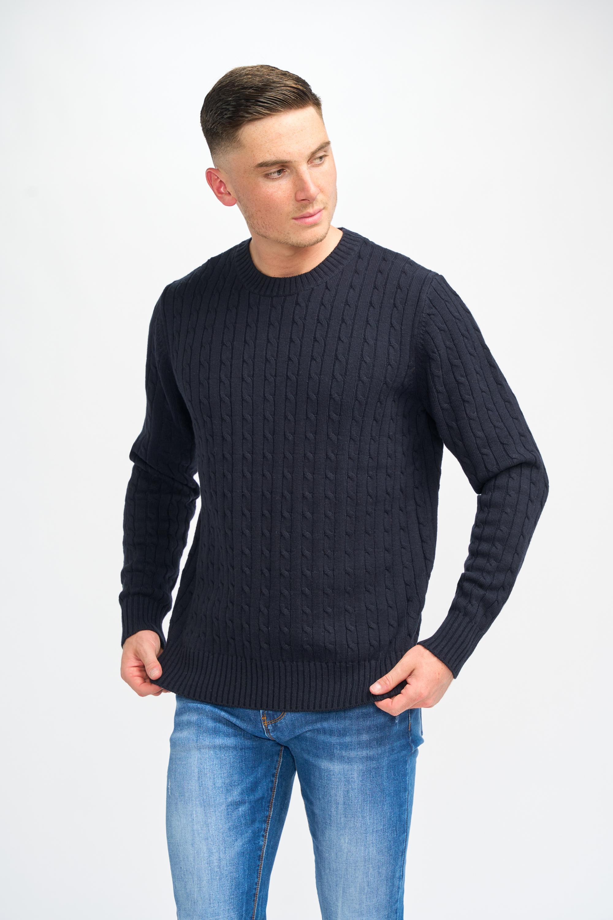 Men’s Wool Cable Knit Pullover Jumper - Foston - Charcoal Grey