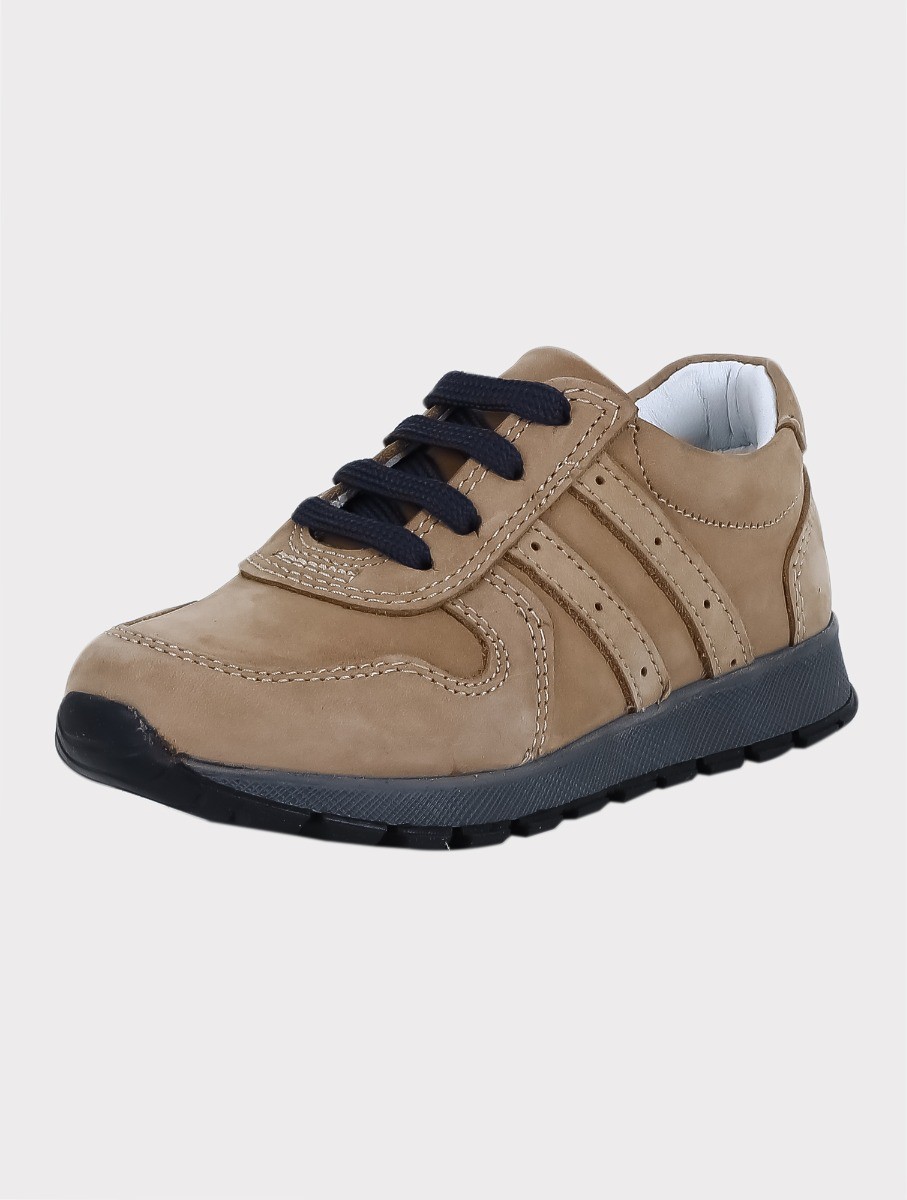 Boys Genuine Leather Casual Sneaker Shoes - Beige