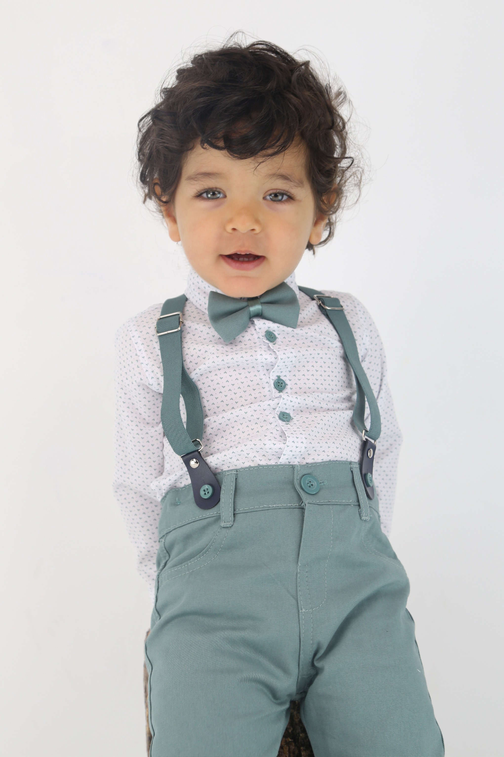 Baby Boys Gentleman Outfit - 4 PC Suspenders Pant Suit Set - BIRD