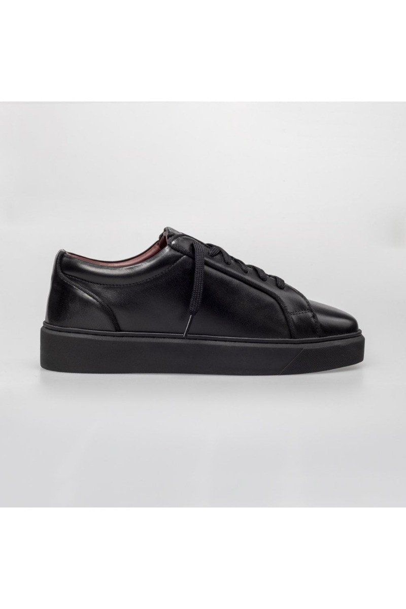 Men's Thick Rubber Sole Lace Up Sneakers - Black