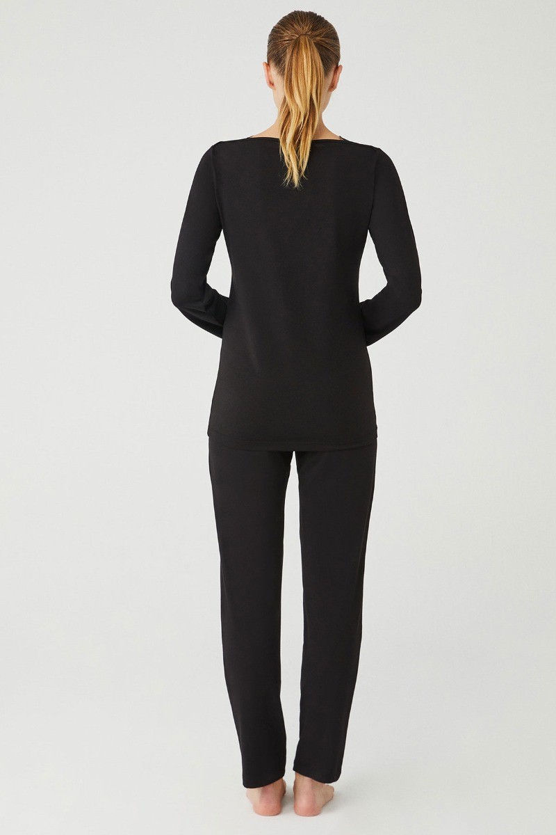 Women's Comfortable 3 Piece Pyjama Set - Black