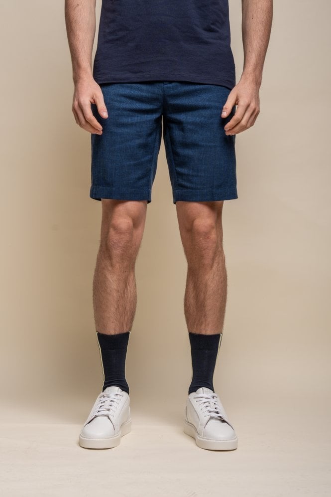 Men's Mid Rise Slim Fit Shorts- MIAMI - Dark Blue