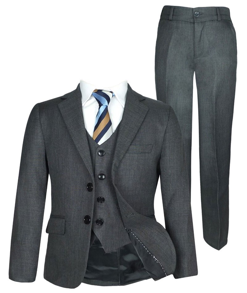 Boys Tailored Fit Formal Suit - Charcoal Grey