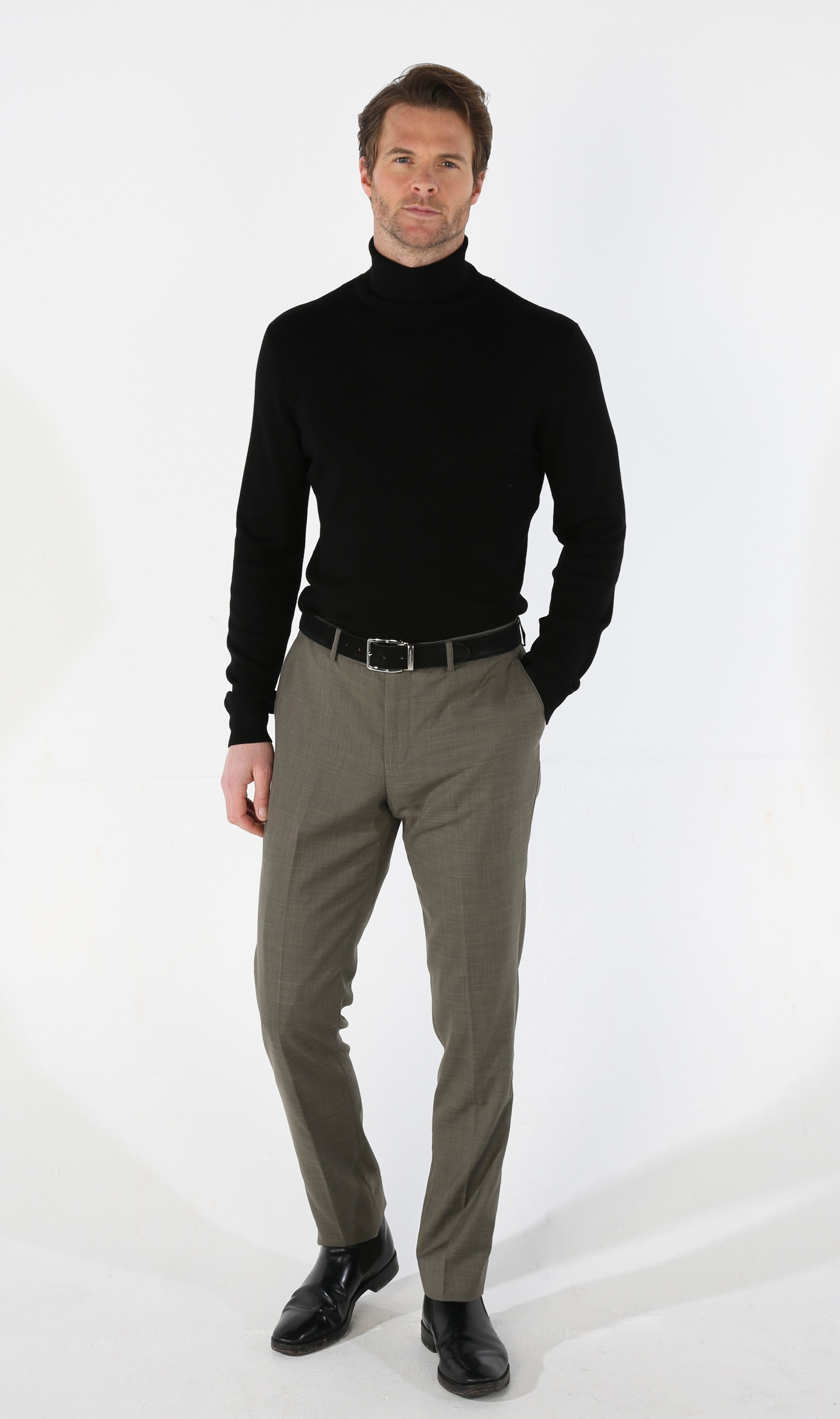 Men's Tailored Fit Plaid Suit Trousers - KURT - Sage Green