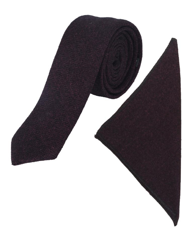 Boys & Men's Herringbone Tweed Tie & Pocket Square Set