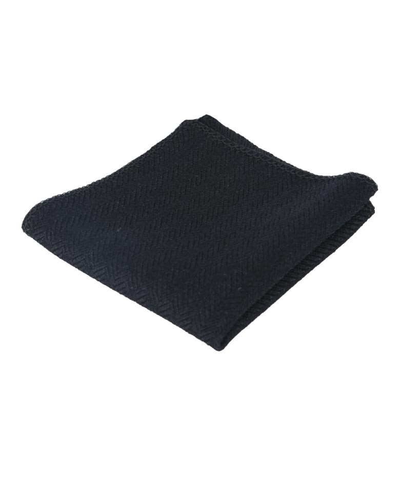Men's & Boys Herringbone Tweed Pocket Handkerchief - Black