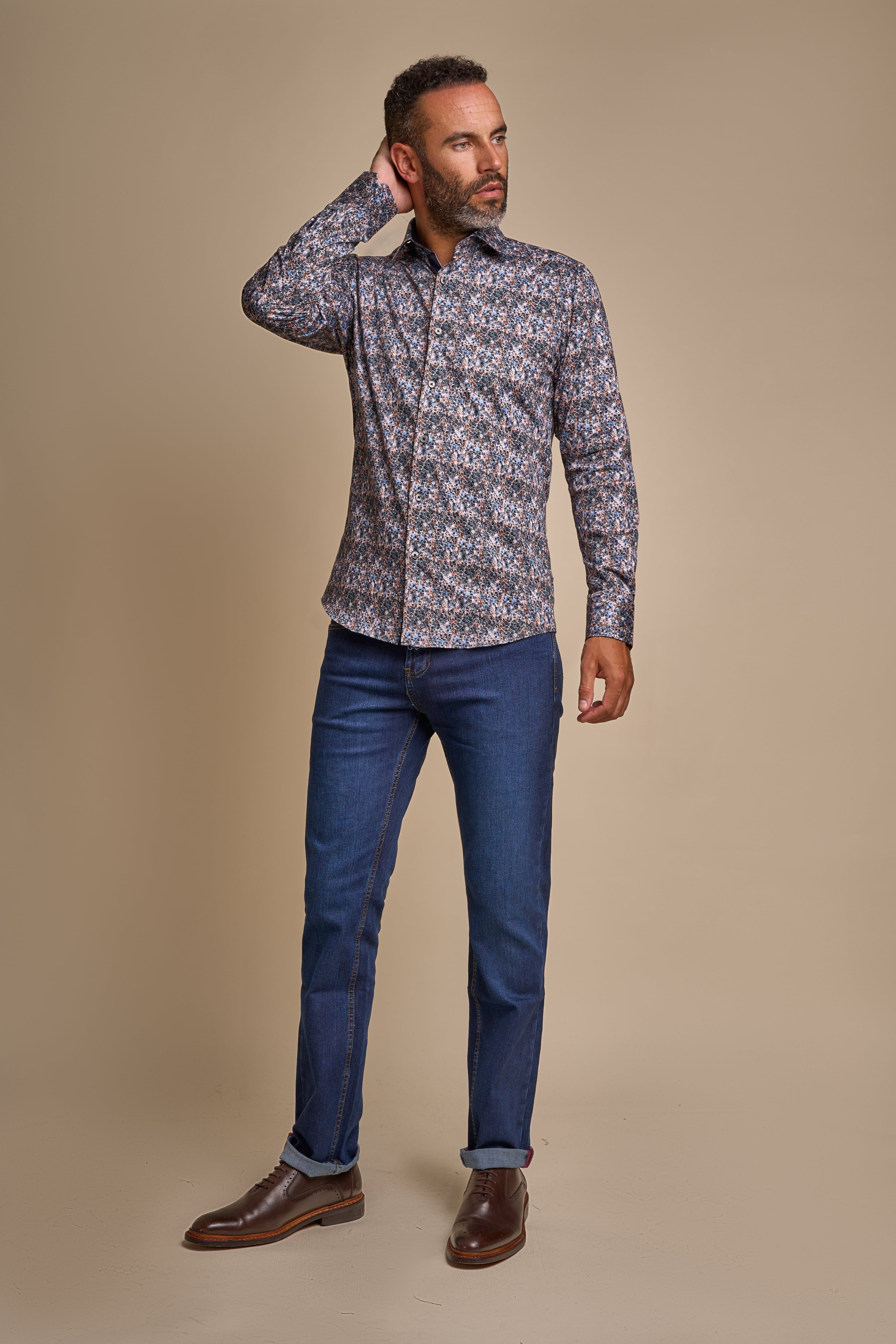 Men's Multicolor Slim Fit Patterned Cotton Shirt - VICTORY