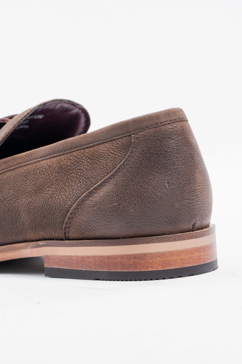 Men's Leather Slip-On Horsebit Loafer - ARLINGTON  - Rust Brown