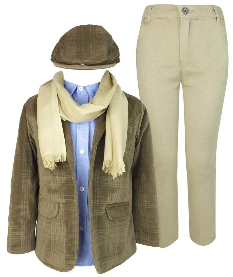 Boys Suede Like Camel Brown Blazer - Combined Set