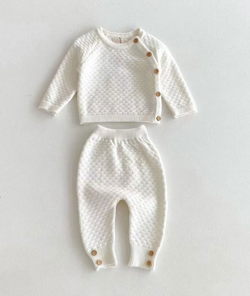 Baby Girls Honeycomb Knitted Jumper & Leggings Set - 2403 