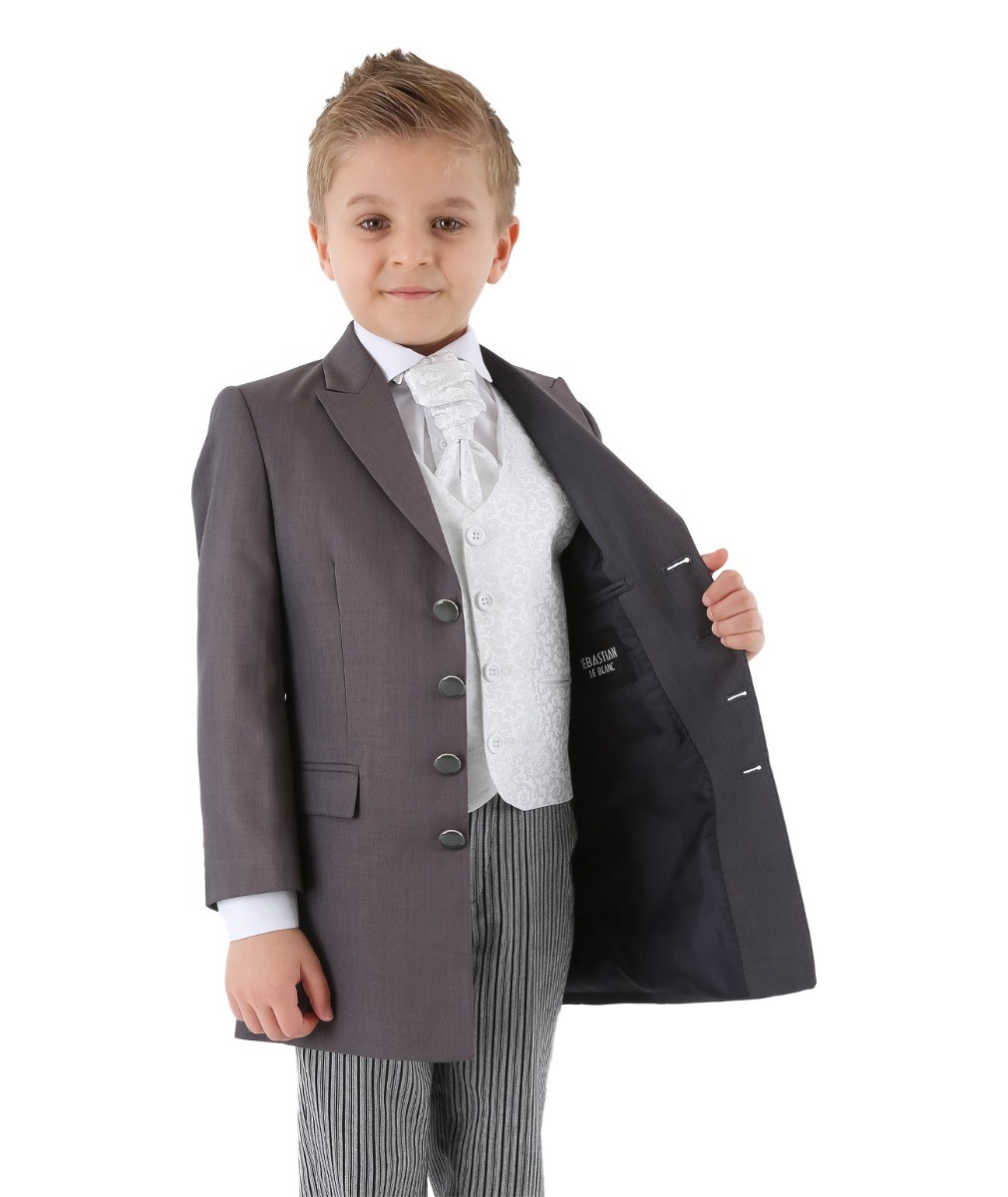 Boys Complete Tail Morning Suit - Charcoal Grey - Ivory