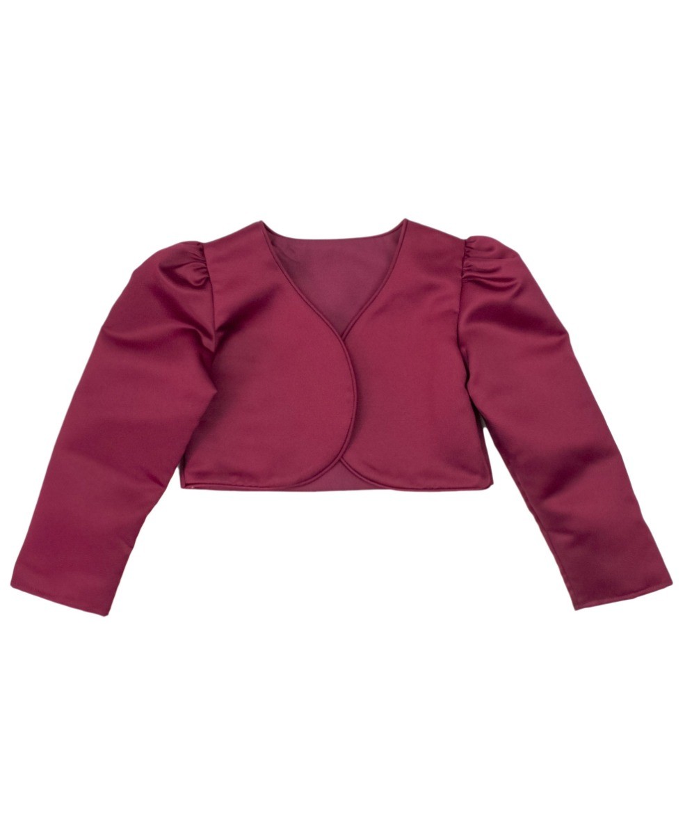 Girls Long Sleeves Bolero - Burgundy