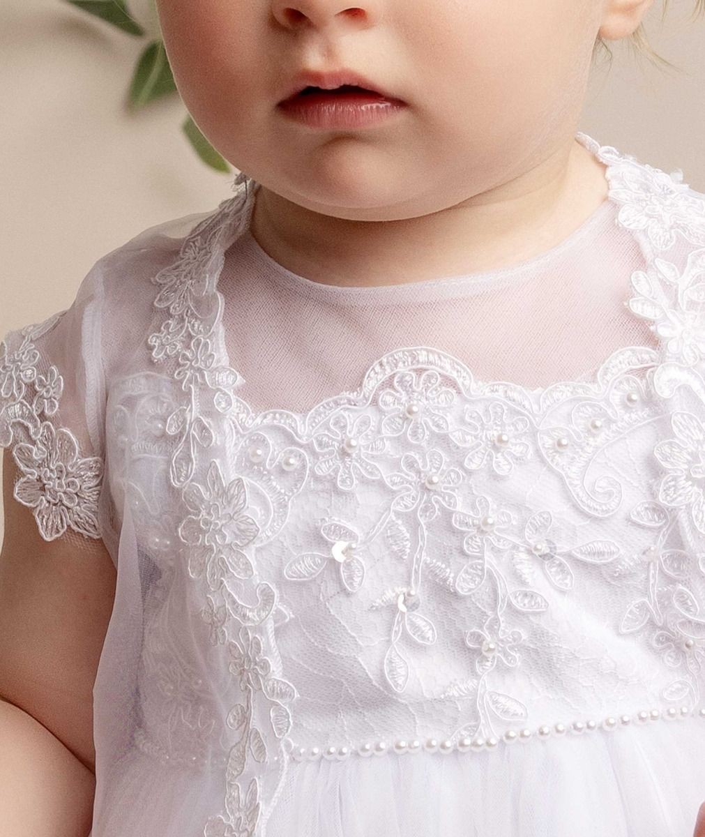 Baby Girls White Lace Christening Dress Set - MELODY