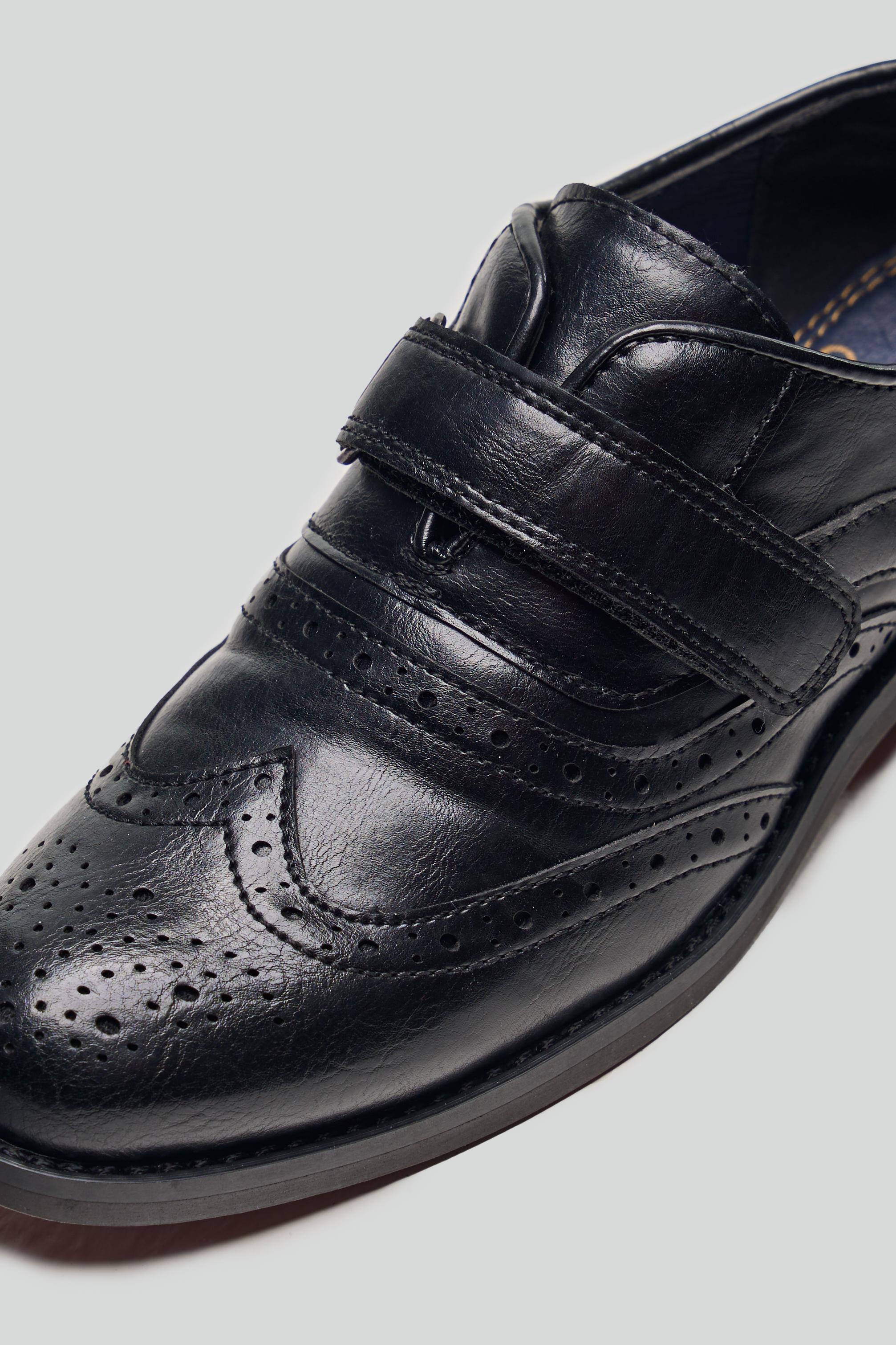 Boys Velcro Oxford Brogue Dress shoes - RUSSEL - Black